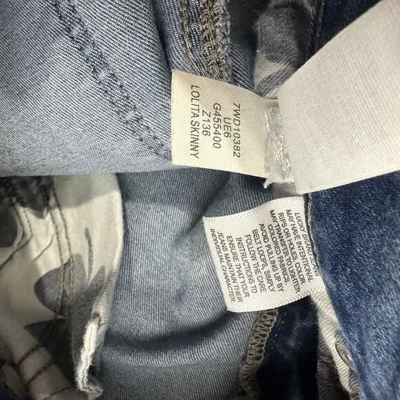 lucky brand lolita skinny jeans floral embroidered distressed raw hem Size 27 - Picture 6 of 6